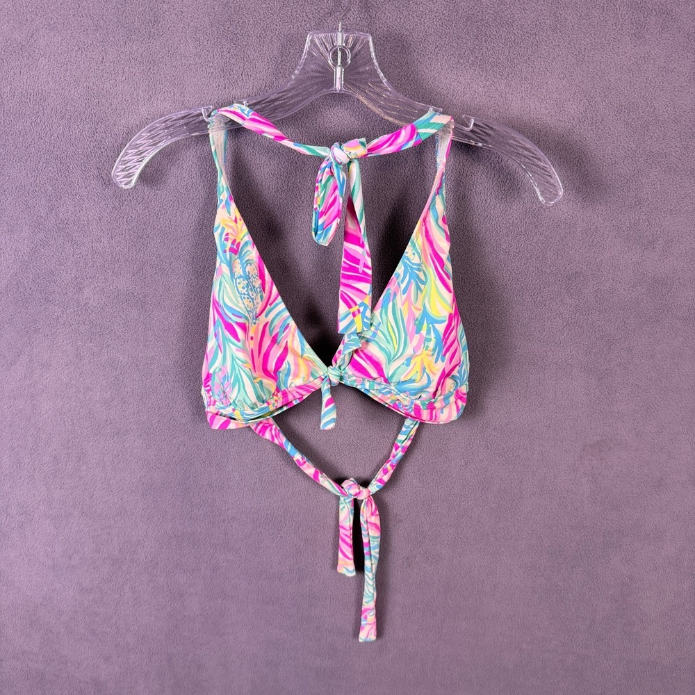 Lilly Pulitzer Womens Elise Floral Bikini Swim Top Size 14 Beach Vacation